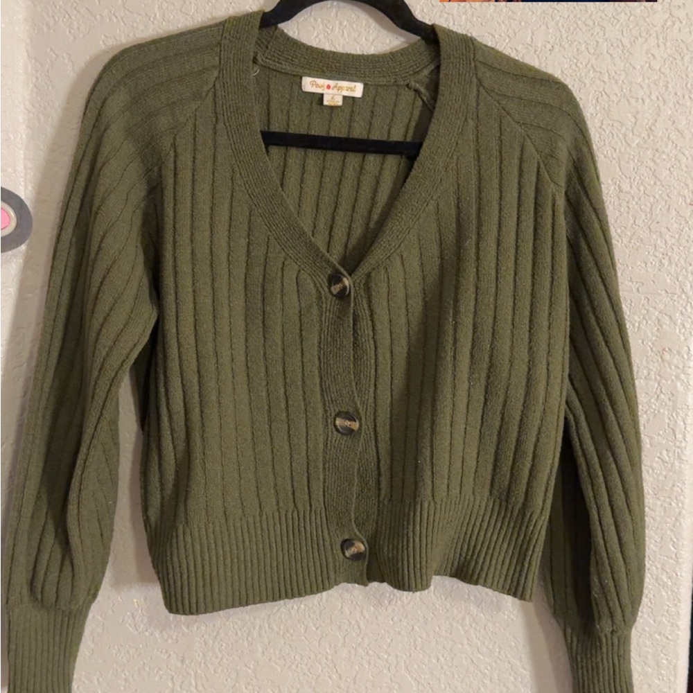 Olive Green Ribbed Women's Sweater